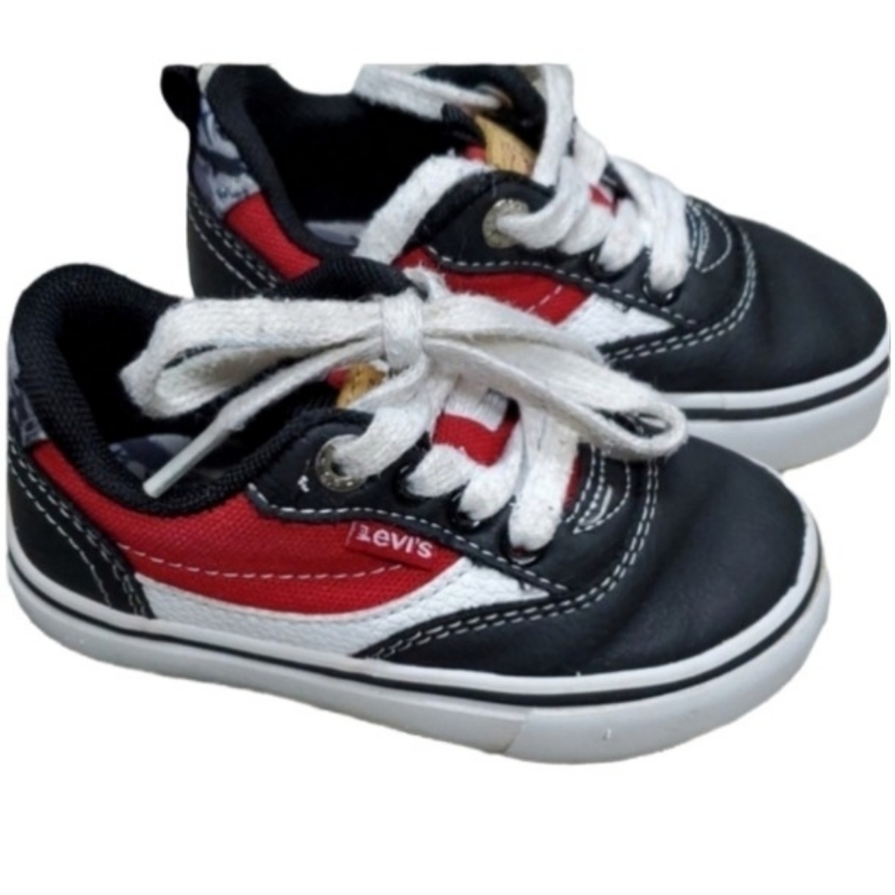 Levi Kids shoes size 5 toddler black white red sneakers